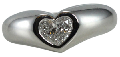 18k White Gold Bezel Setting Heart Shaped Pear Cut Diamond Engagement Ring (0.4 Ct, G Color, SI1 Clarity)
